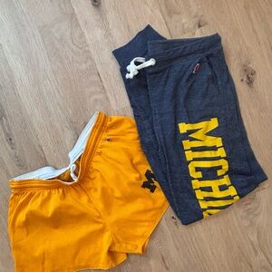 MICHIGAN Gold and Gray Athletic Shorts & Joggers